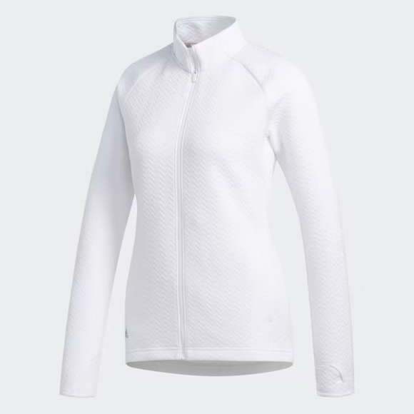 Adidas Women’s White Textured Zip Up Athletic Layer Jacket - Picture 1 of 11